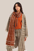 Embroidered striped shawl with tassels